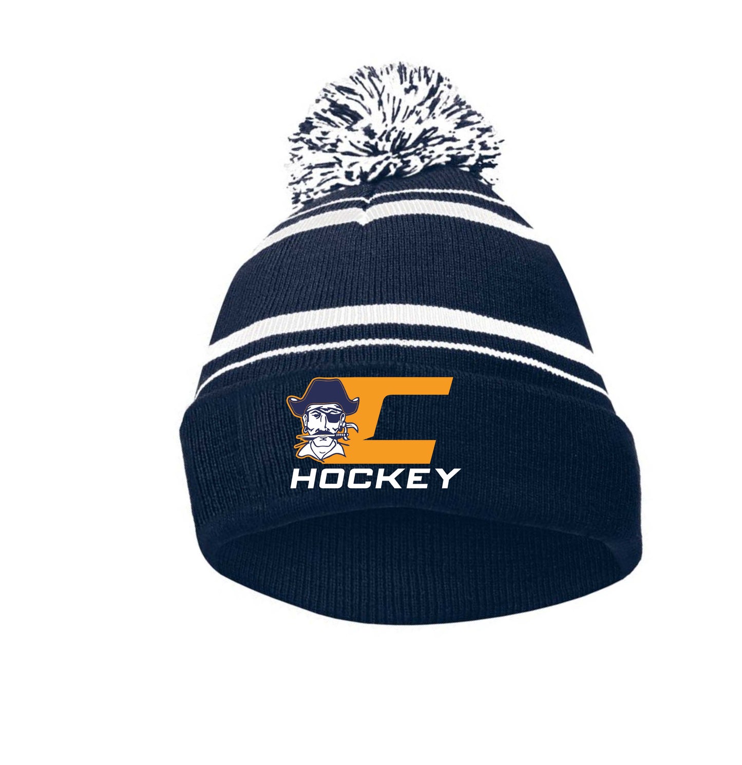 Pirate Hockey - Stripped Pom Beanie