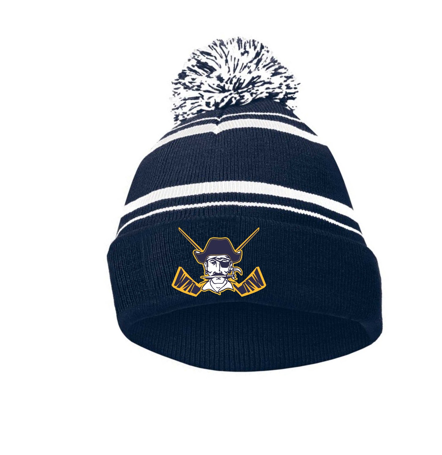 Pirate Hockey - Stripped Pom Beanie